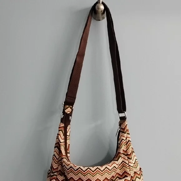Baggallini Chevron-Pattern Shoulder Hobo Bag in Brown - Picture 4 of 6